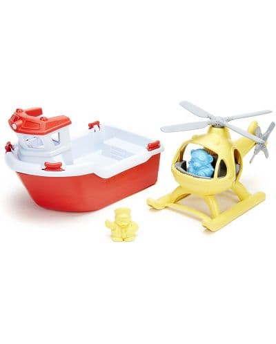 Детска играчка Green Toys - Спасителна лодка и хеликоптер