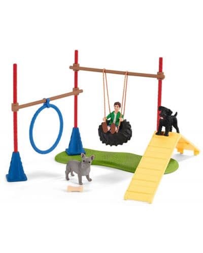 Комплект Schleich Farm World - Аджилити тренировка за кученца