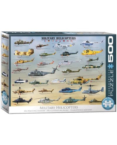 Пъзел Eurographics от 500 XXL части - Военни хеликоптери