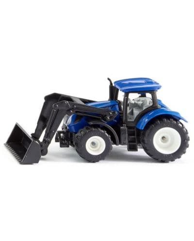 Метална играчка Siku - Трактор с предна лопата New Holland, син
