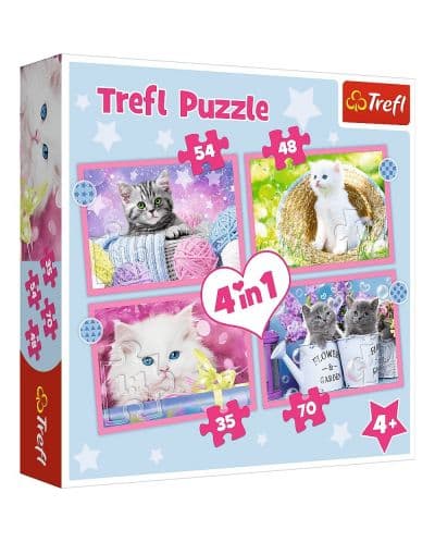 Пъзел Trefl 4 в 1 - Забавни котета
