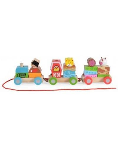 Дървена играчка Moni Toys - Фермерски влак