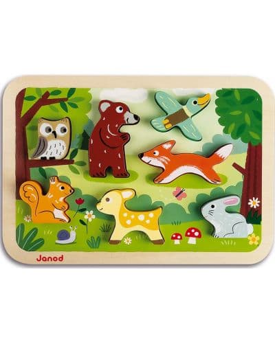 Детски пъзел с 3D части Janod - Гора