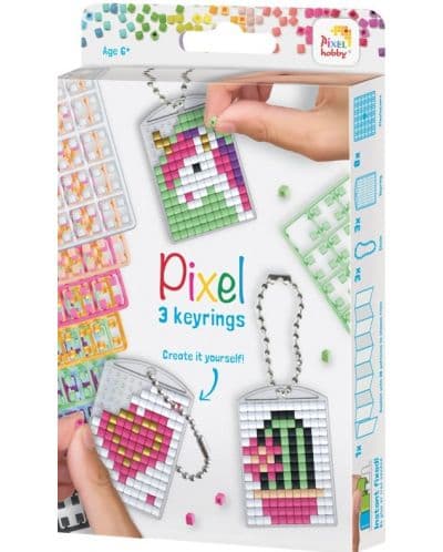 Креативен комплект с пиксели Pixelhobby - Ключодържатели, сладурски