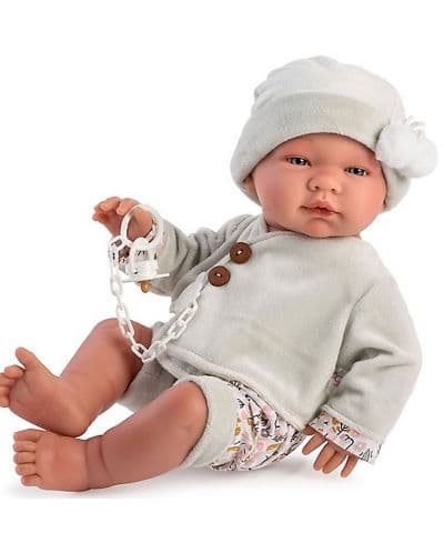 Кукла Asi Dolls - Бебе Пабло, с жилетка и шапка с помпони, 43 cm