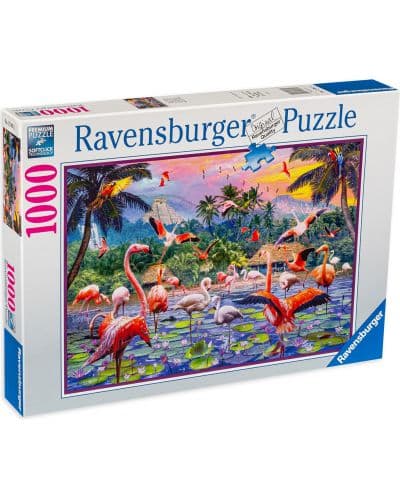 Пъзел Ravensburger от 1000 части - Розови фламингота