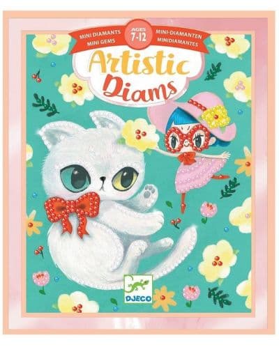 Тврочески комплект Djeco Artistic Diams - Направи си сам картини с цветни камъчета